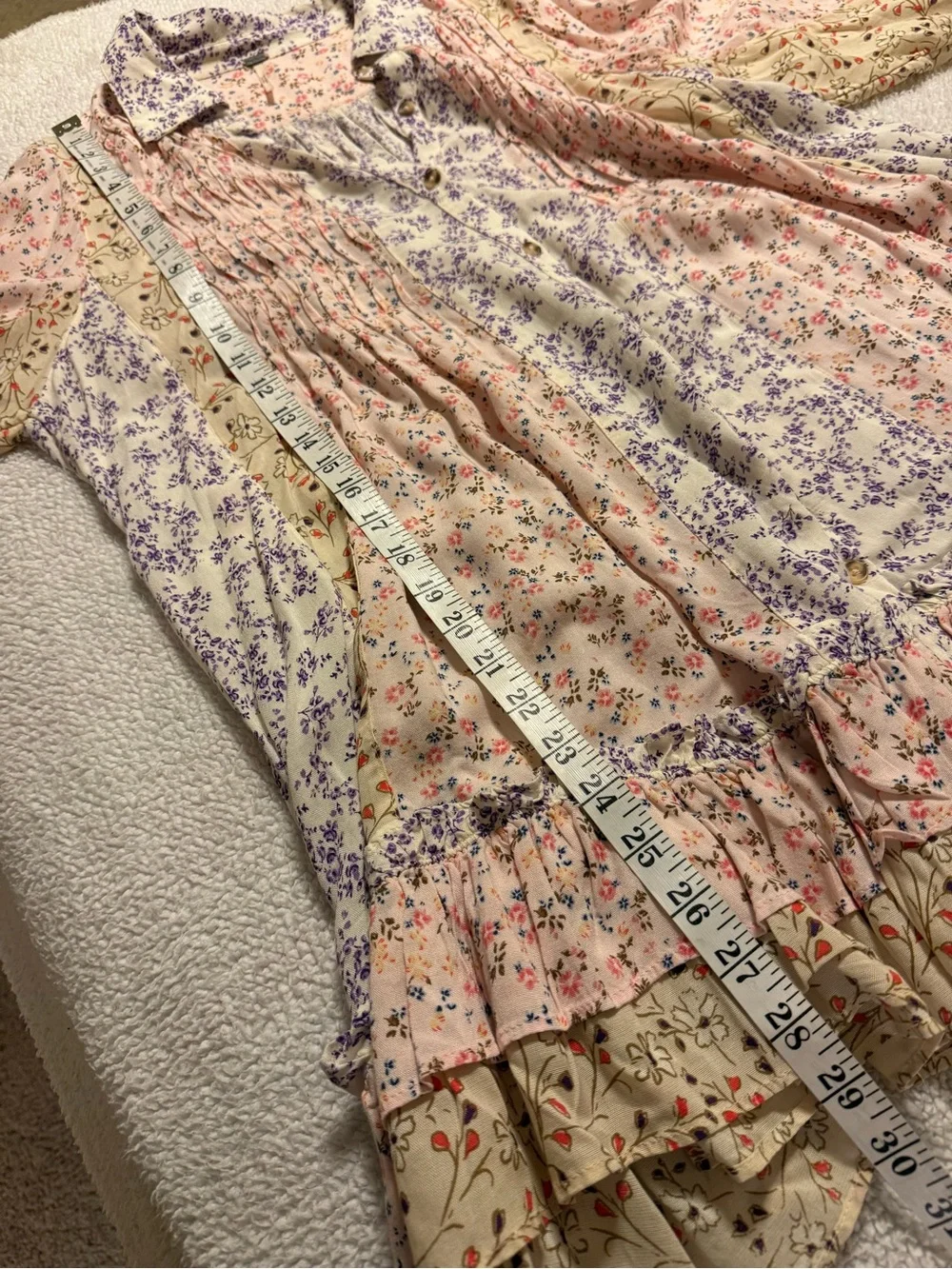 Free People Lost In You Printed Tunic Blouse Mini Dress Light Floral Combo